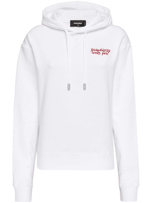 Dsquared Loves You cotton hoodie - White