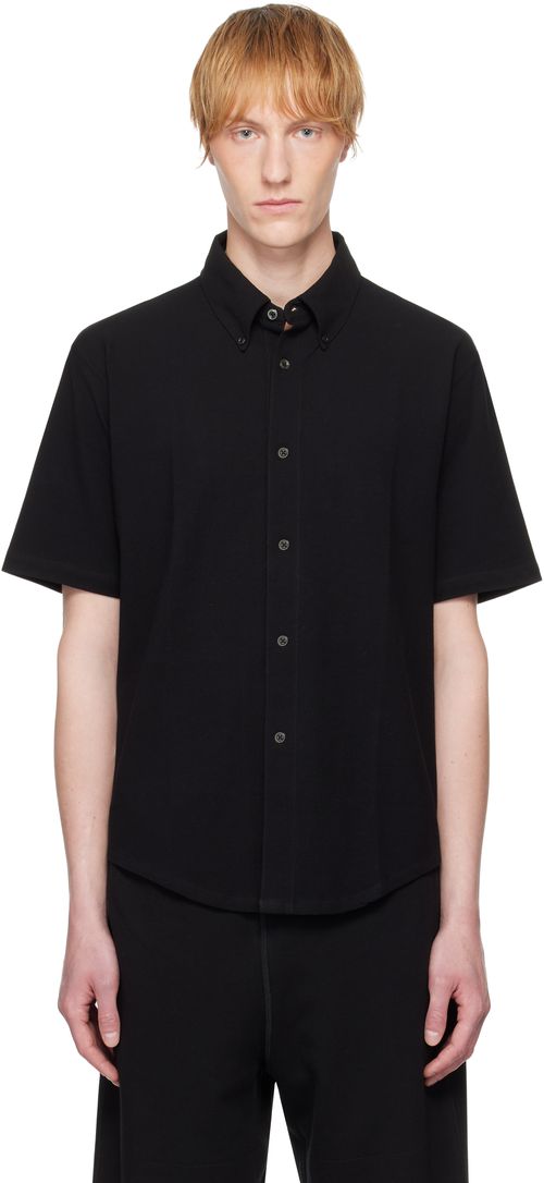 Lady White Co. Black S/S Piqué Button Down Shirt