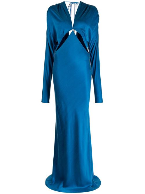 Aleksandre Akhalkatsishvili cut out-detail satin maxi dress - Blauw