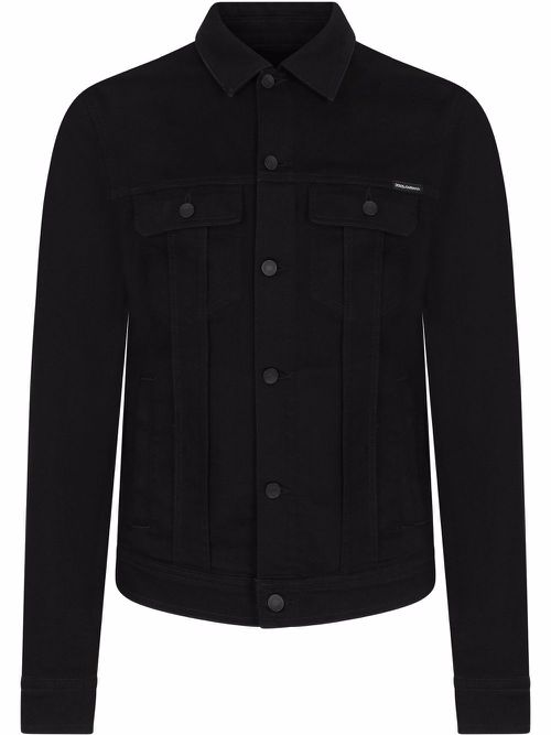 Camp collar denim jacket - Black