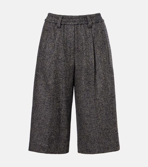 Herringbone wool-blend shorts