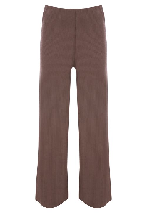 Older Girls Brown Cosy Ribbed Wide Leg Leggings