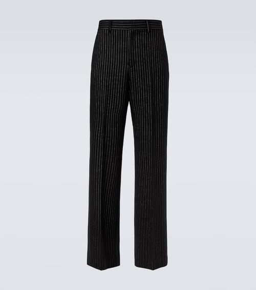 Pinstripe wool and silk straight pants