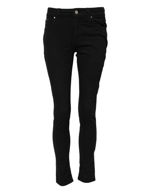 Skinny Mid-Waist Denim Jeans — Black
