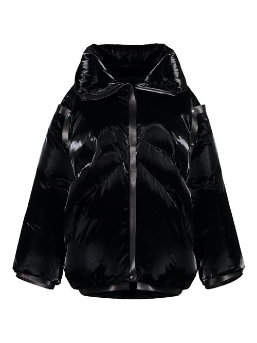 Leather padded jacket - Black