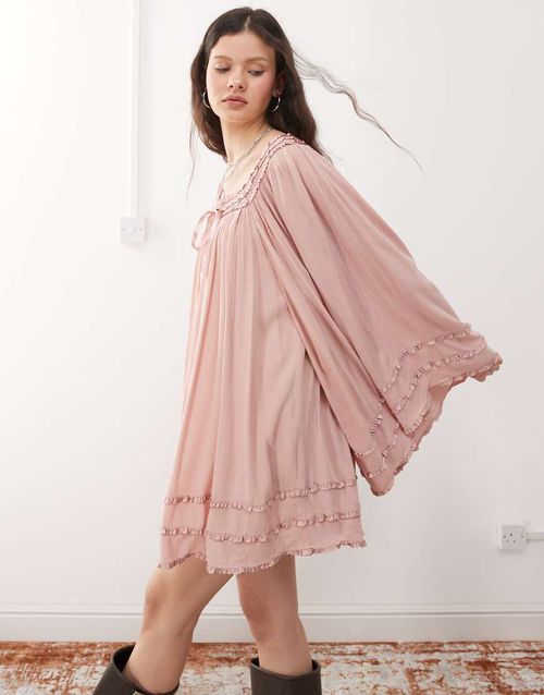 miss selfridge pink dress Miss Selfridge Pink Textured Mini Dress UK 12 Floral Fit & Flare | Wedding Communion Christening