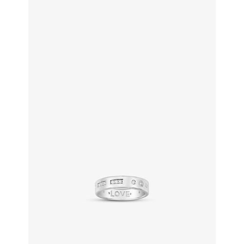 Womens Silver Love Morse Code Sterling-silver and Zirconia Ring 
