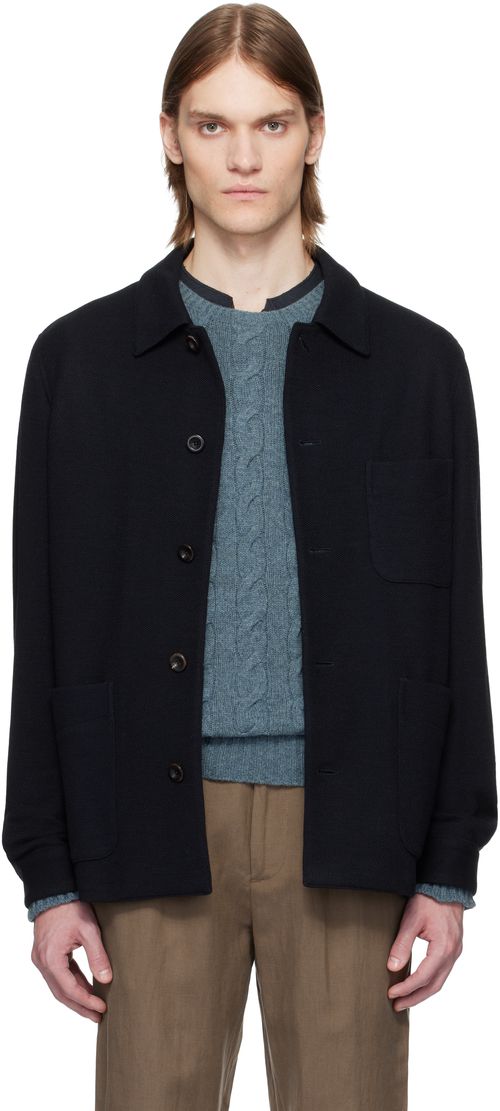 Ralph Lauren Purple Label Navy Hand-Tailored Wool-Blend Jacket