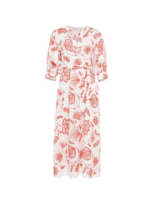 Floral-Print Dress — cream