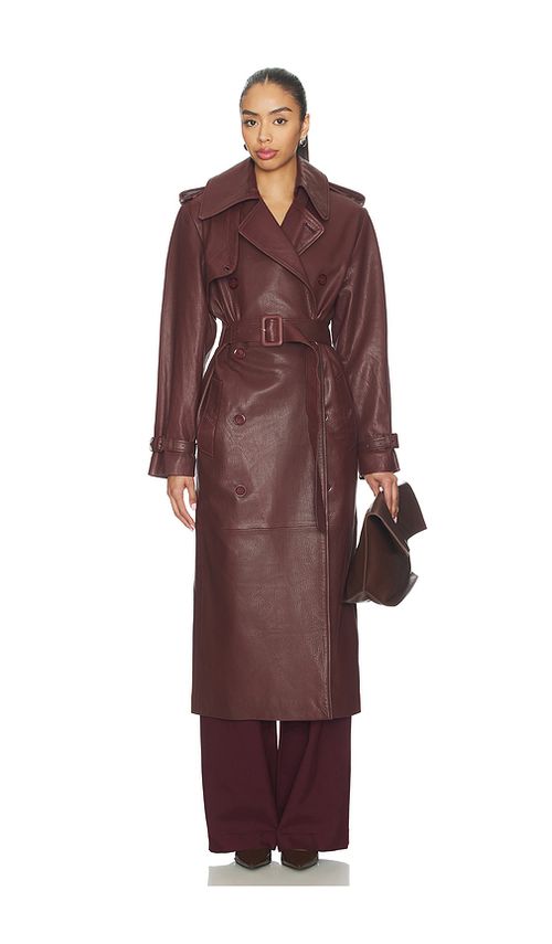 MANOKHI Melissa Trench Coat in Burgundy. 36. Also