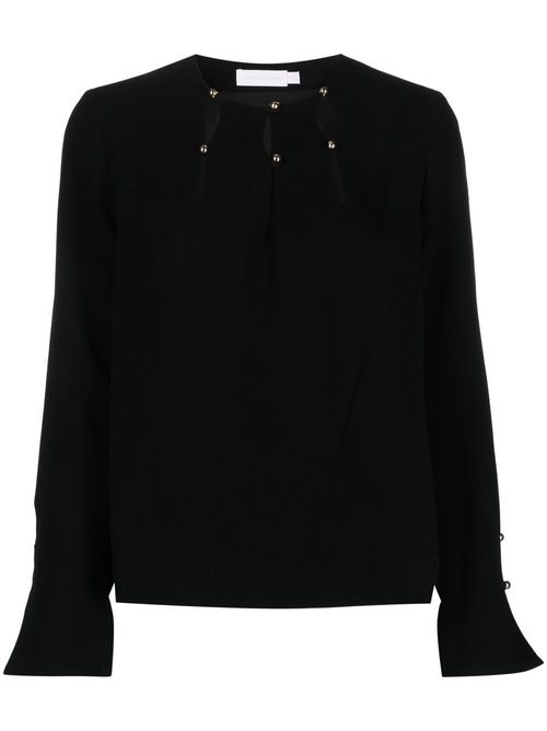 Sharon long-sleeve crepe blouse - Black