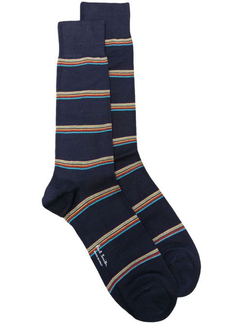 Striped cotton-blend socks - Blue