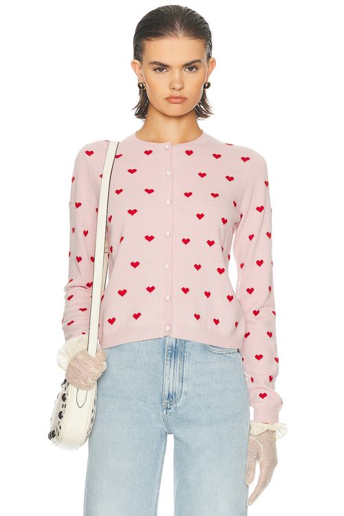 Valentino Hearts Cardigan in Grey Rose & Paris - Blush.  XS also in L