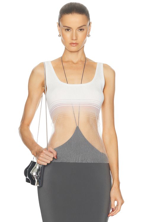 Grace Ling Evanescent Tank Top in Snow - White.  M-L also in