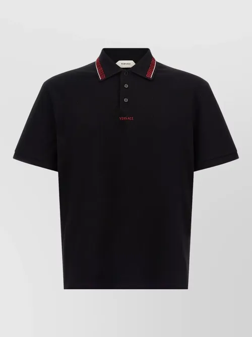 Versace - polo shirt greca motif contrast collar