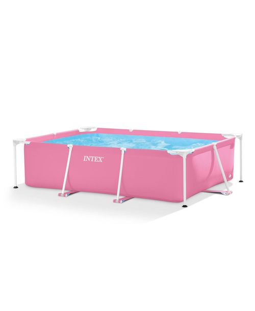 "86"" x 23"" Outdoor Rectangular Frame Above Ground Swimming Pool, Pink - Pink"