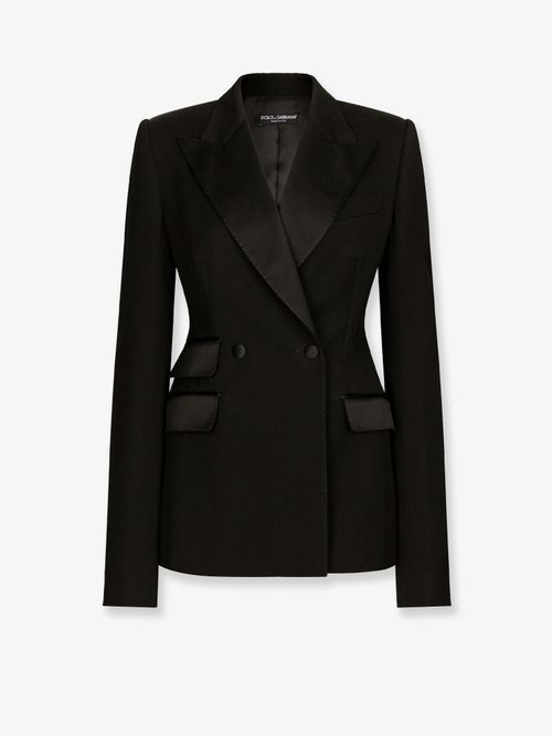 Double-Breasted Tuxedo Blazer — Black