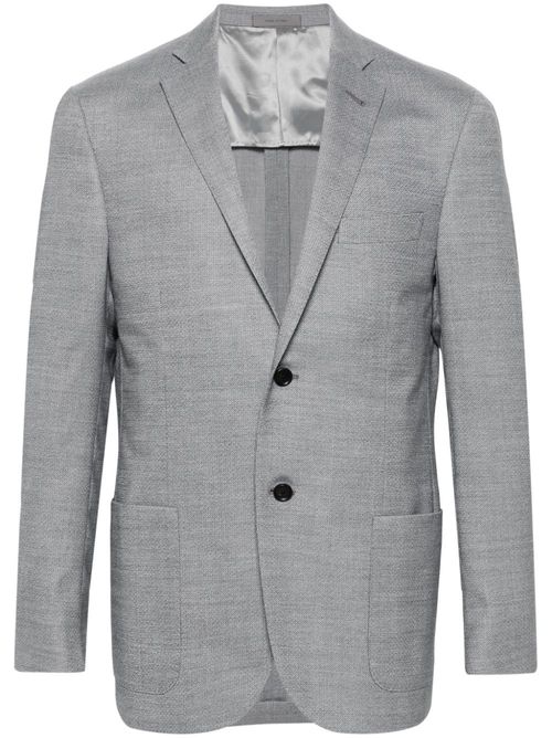 Single-breasted wool-blend blazer - Grey