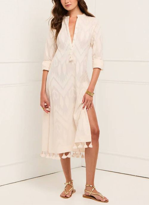 Paolina Kaftan Dress In Biscotti