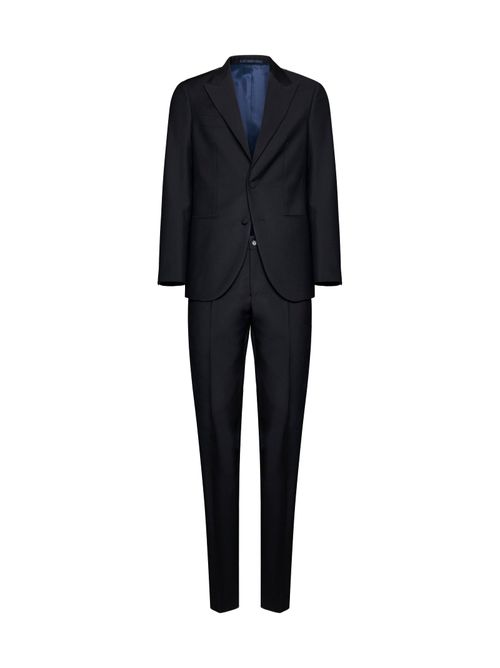 Virgin Wool Single-Breasted Pant Suit — Black