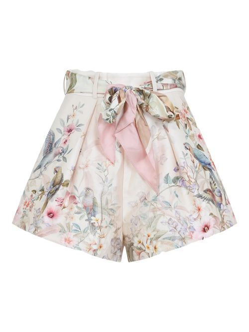 Fixed-Waist Mini Shorts with Removable Scarf Belt