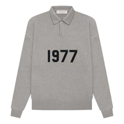 SS22 Knit Ls Polo 1977 Dark Oatmeal