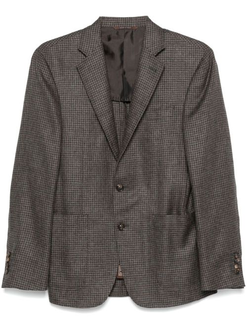 Dogtooth-pattern blazer - Brown