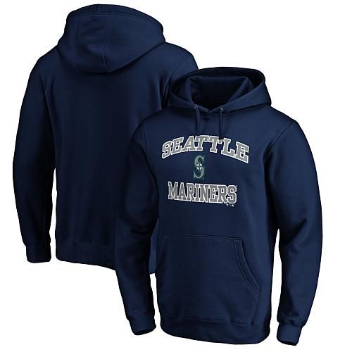 Men's Fanatics Navy Seattle Mariners Heart & Soul Fitted Pullover Hoodie - 3XL