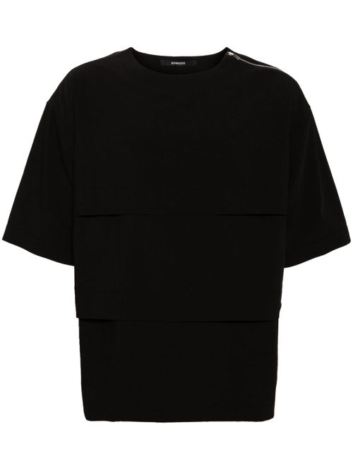Layered drop-shoulder T-shirt - Black