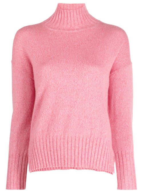 High-neck side-slits jumper - Pink