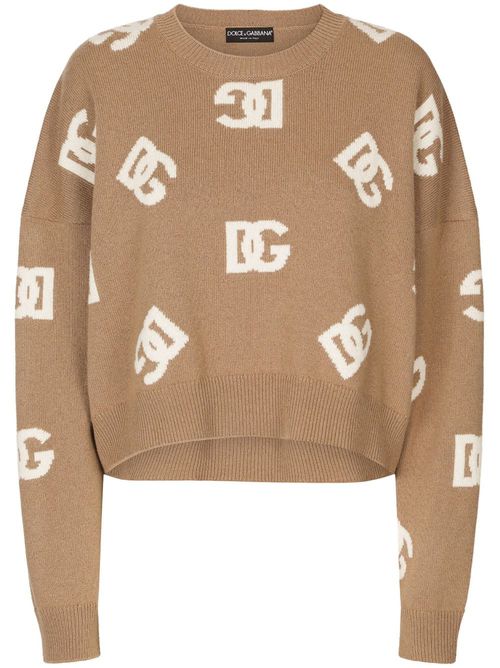 DG monogram virgin wool jumper - Brown