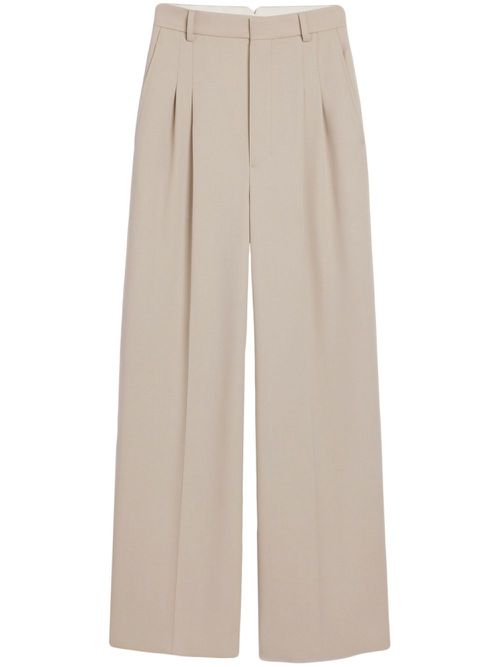 Wide-leg tailored wool trousers - Neutrals