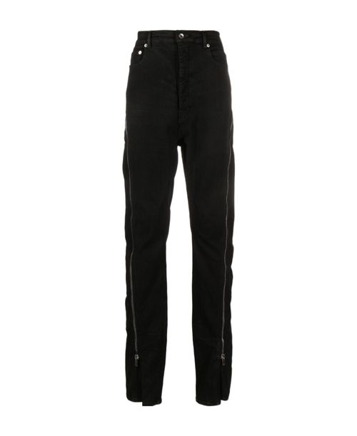 Exposed-zip high-waisted jeans