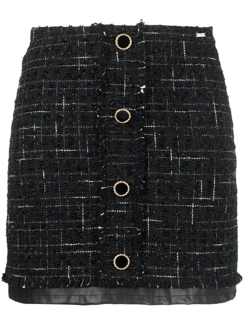 High-waisted layered-design skirt - Black