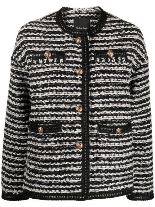 Striped button-up jacket - Black