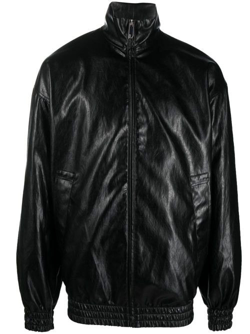 High-shine faux-leather jacket - Black