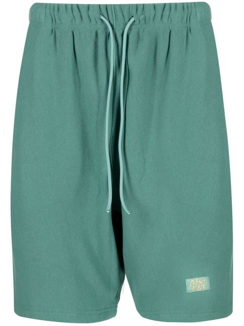 Logo-embroidered cotton track shorts - Green