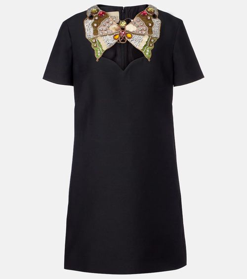 Embellished wool and silk minidress