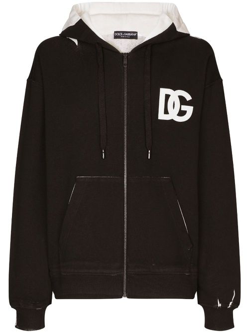 Logo-print zipped cardigan - Black