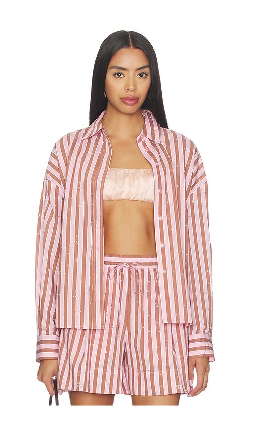 Essentiel antwerp jelief rhinestone shirt en color pink,brown 32 también , 36