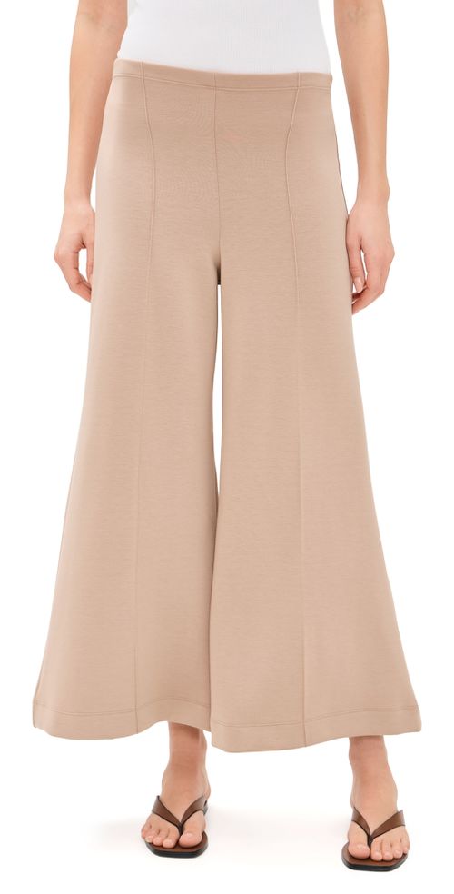 Scuba Cropped Wide Leg Pants Tan