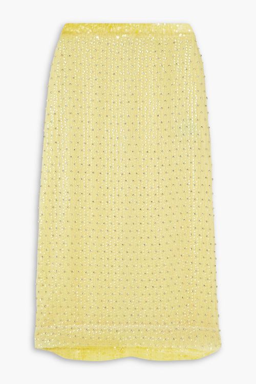 Mariana embellished crepe midi skirt - Yellow - UK 12