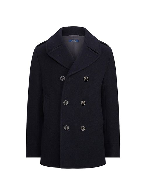 Men's Wool-Blend Melton Peacoat - Navy