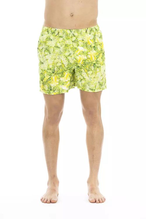 Printed Polyester Swim Shorts — Green
