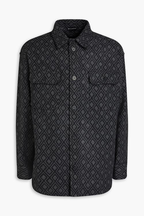 Wool and cashmere-blend jacquard overshirt