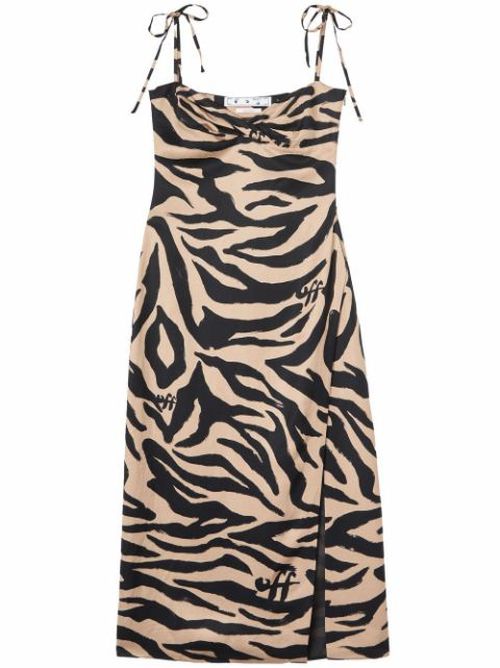 ZEBRA VI TWISTED LONG DRESS BEIGE  BLACK