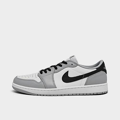 Men's Air Retro 1 Low OG Casual Shoes in White/Black/Wolf Grey