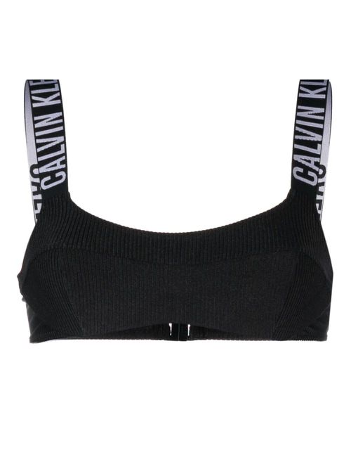 Logo-embellished bikini top - Black