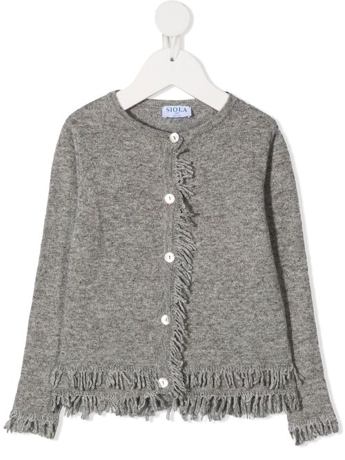 Fringed-edge cardigan - Grey