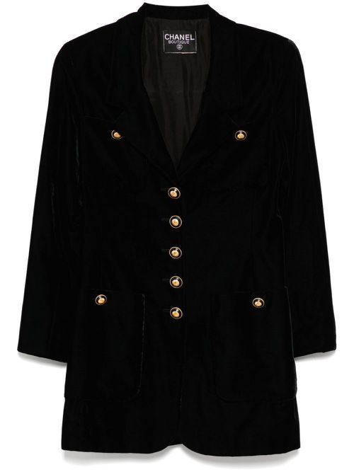 1990s CC button coat - Black